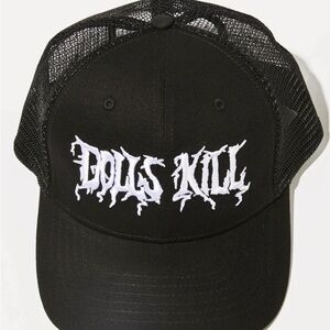 Black Trucker Hat with White Graphic